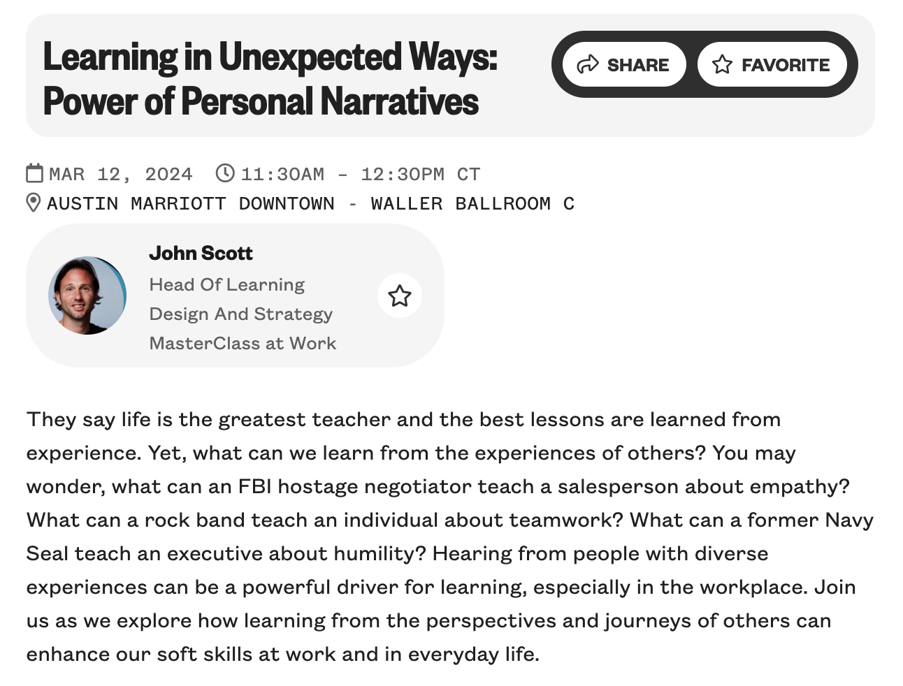 SXSW 2025 featured session: Learning in Unexpected Ways - the Power of Personal Narratives