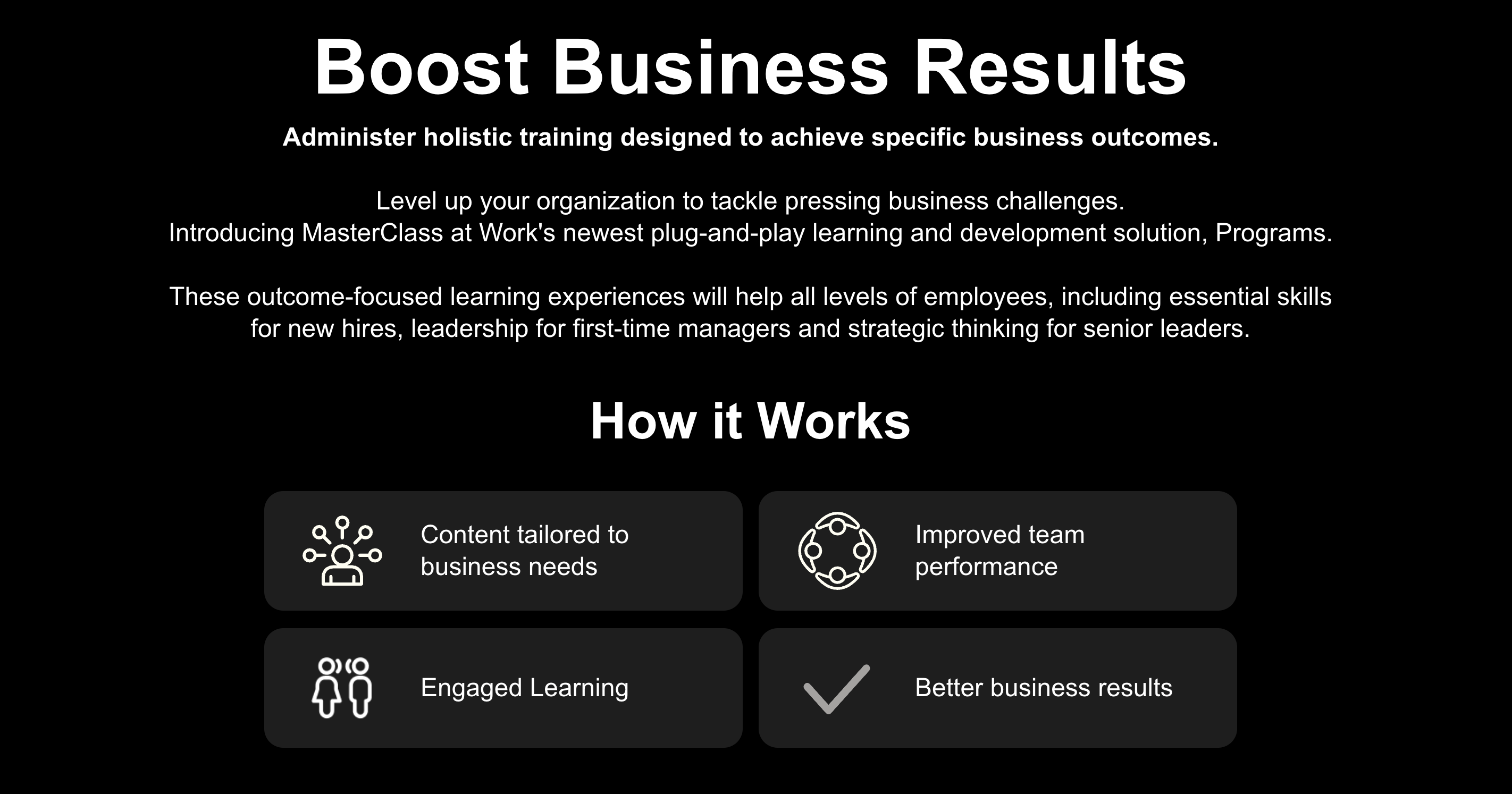 Boost Business Results - how Programs works