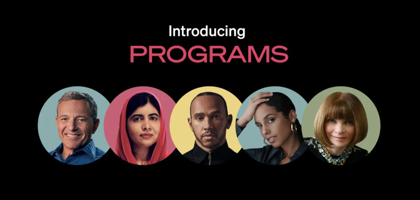 MasterClass “Introducing Programs” with celebrity instructor lineup